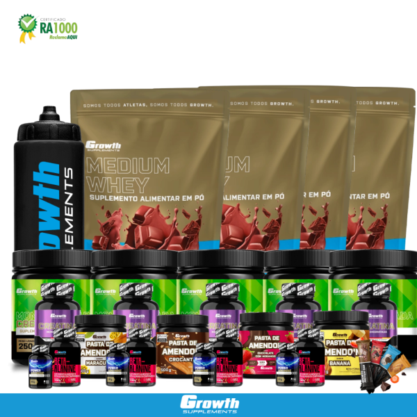 COMBO SUPER MASTER – 5 Wheys 1kg + 5 Creatinas + 1 Garrafa Black + 5 Creatina Monohidratada + 4 Beta Alanine + 4 Power